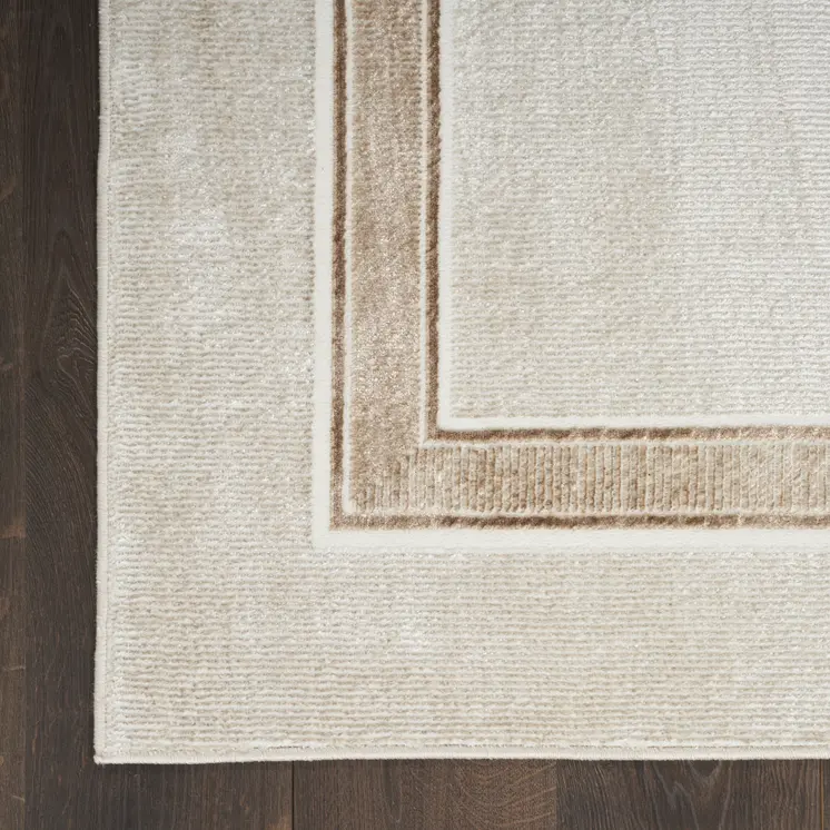 9' X 12' Gray Ivory and Cream Geometric Non Skid Area Rug
