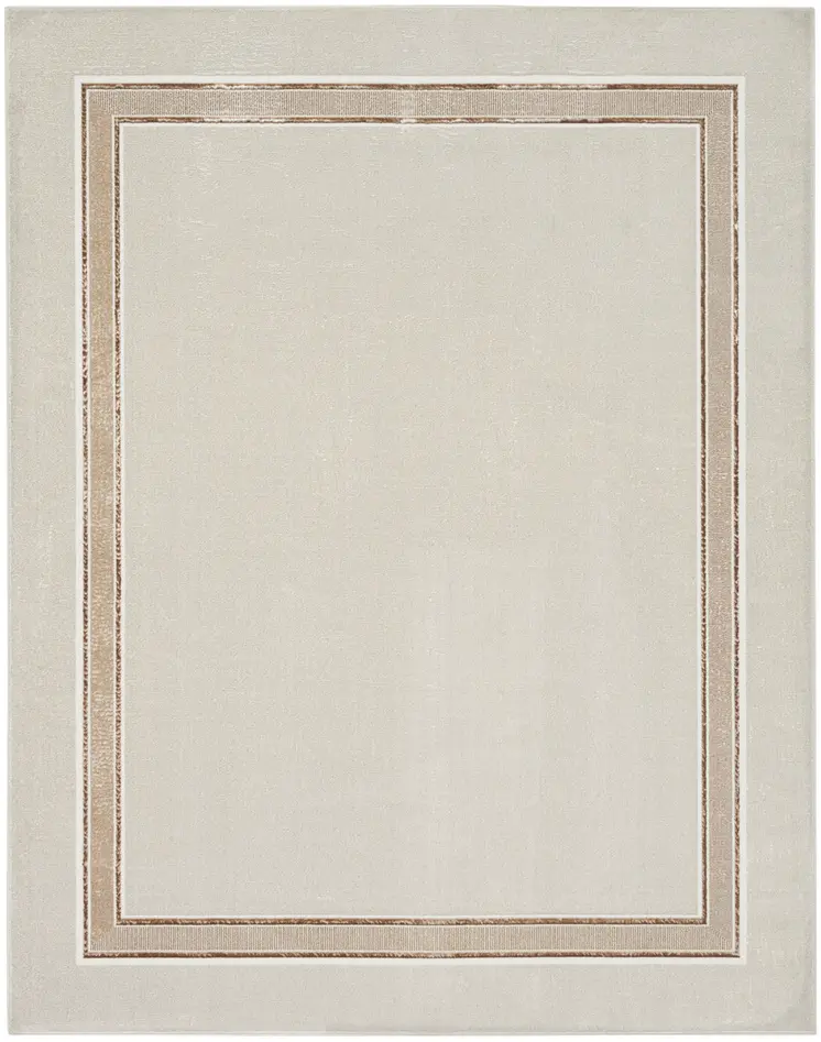 9' X 12' Gray Ivory and Cream Geometric Non Skid Area Rug