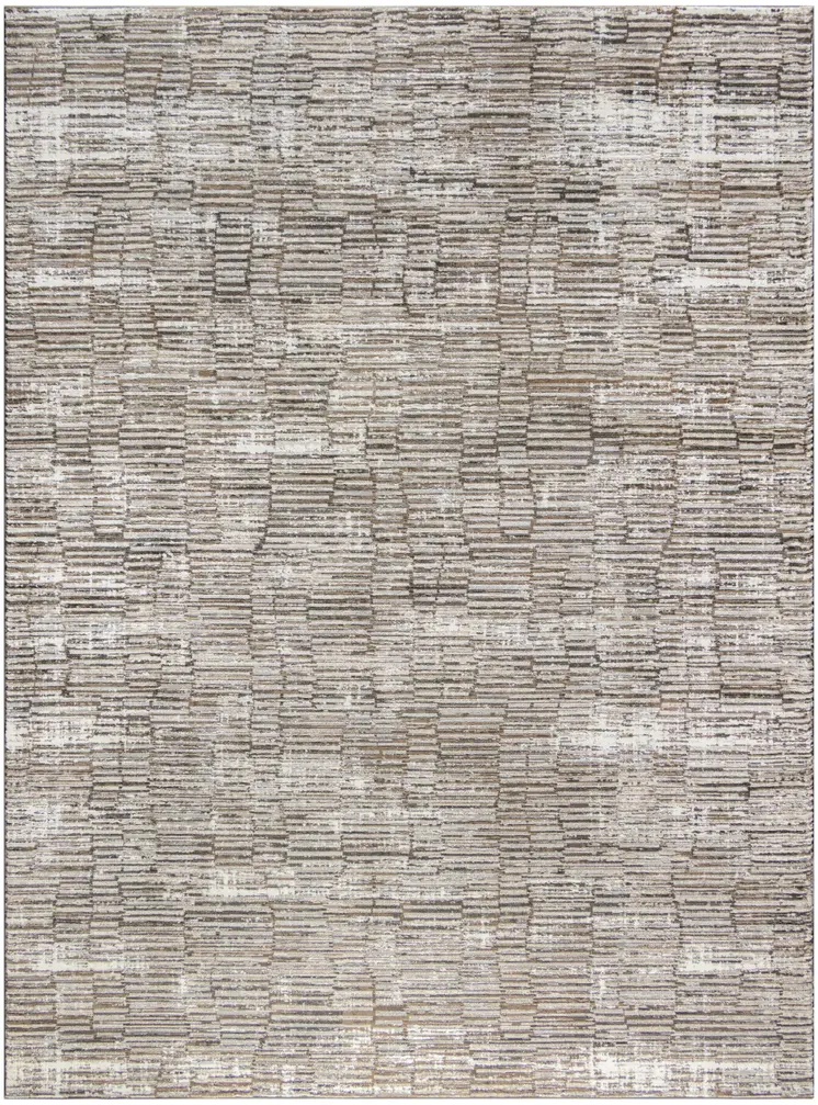 9' X 12' Brown and Ivory Abstract Non Skid Area Rug