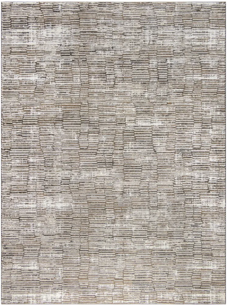 9' X 12' Brown and Ivory Abstract Non Skid Area Rug