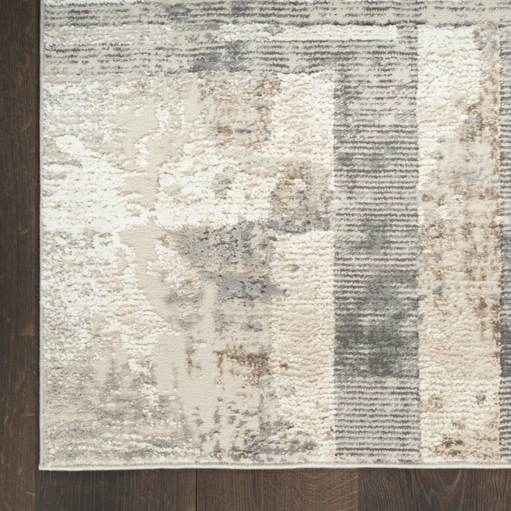 9' X 12' Ivory and Gray Abstract Non Skid Area Rug