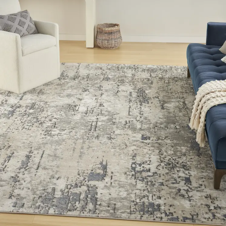 9' X 12' Cream Abstract Power Loom Area Rug