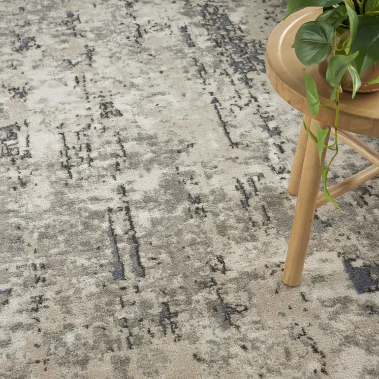 9' X 12' Cream Abstract Power Loom Area Rug