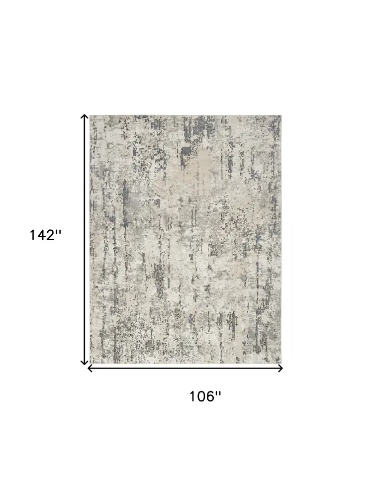 9' X 12' Cream Abstract Power Loom Area Rug
