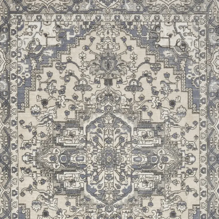 9' X 12' Cream Floral Power Loom Area Rug