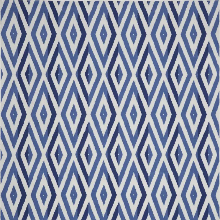 8' X 12' Ivory and Blue Geometric Distressed Non Skid Area Rug