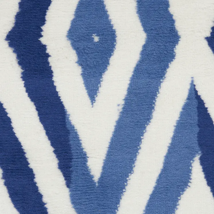 8' X 12' Ivory and Blue Geometric Distressed Non Skid Area Rug