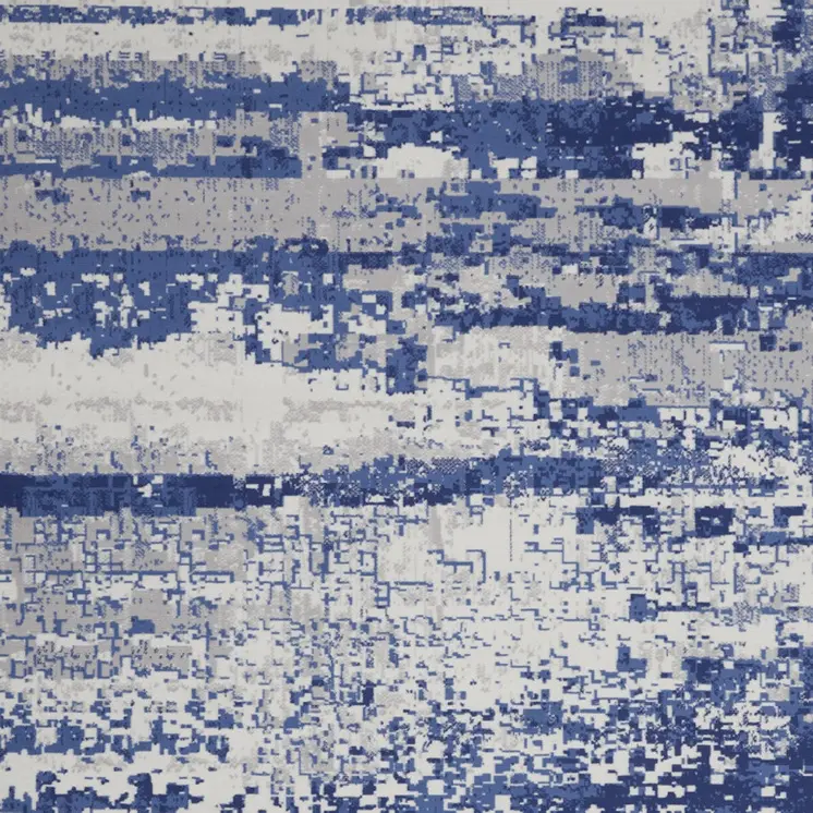 8' X 12' Ivory and Navy Blue Abstract Distressed Non Skid Area Rug