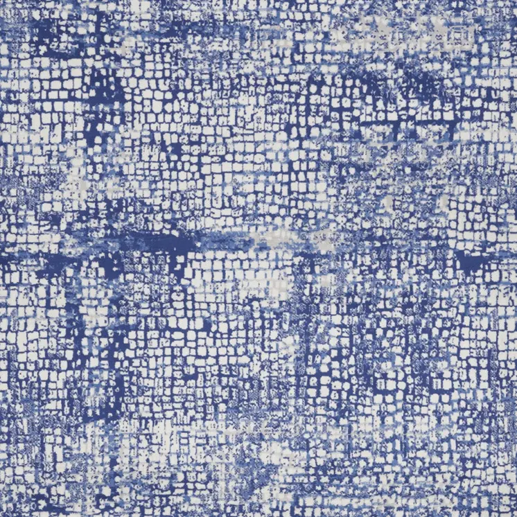 8' X 12' Ivory and Navy Blue Abstract Distressed Non Skid Area Rug