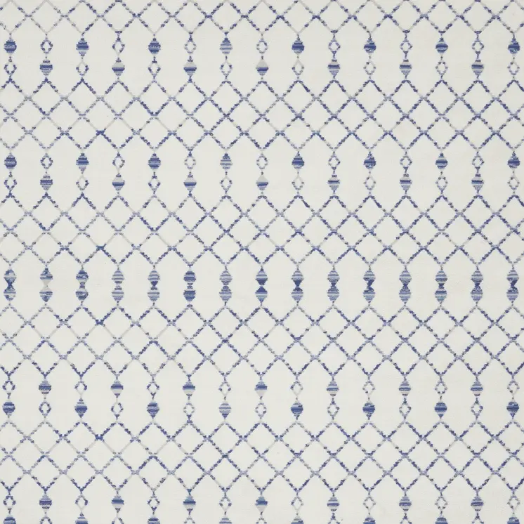 8' X 12' Ivory and Blue Geometric Distressed Non Skid Area Rug