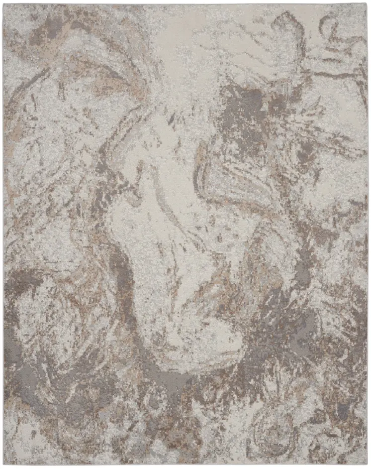 9' X 12' Ivory and Gray Abstract Non Skid Area Rug