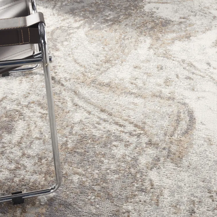 9' X 12' Ivory and Gray Abstract Non Skid Area Rug