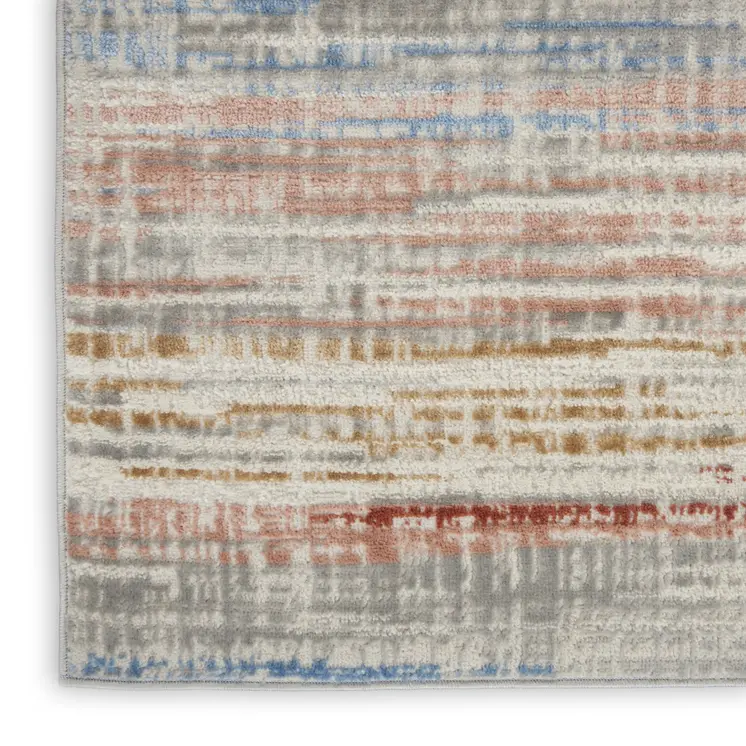 9' X 12' Ivory Red and Blue Abstract Non Skid Area Rug