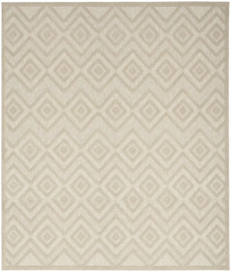 9' X 12' Cream And Beige Geometric Indoor Outdoor Area Rug
