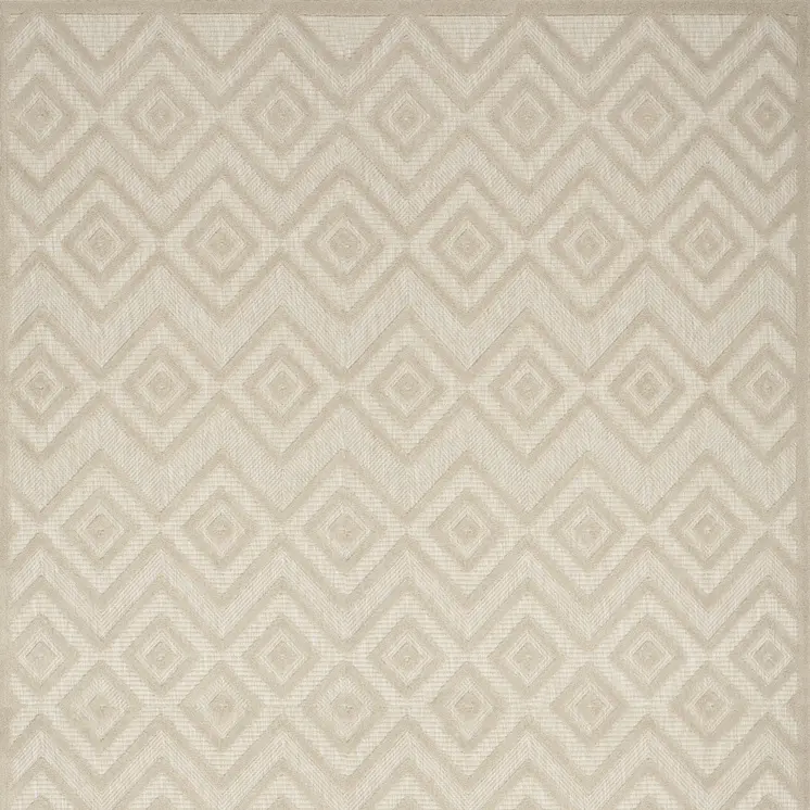 9' X 12' Cream And Beige Geometric Indoor Outdoor Area Rug
