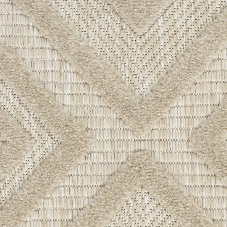 9' X 12' Cream And Beige Geometric Indoor Outdoor Area Rug