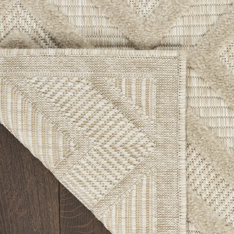 9' X 12' Cream And Beige Geometric Indoor Outdoor Area Rug