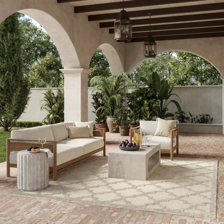 9' X 12' Cream And Beige Trellis Indoor Outdoor Area Rug