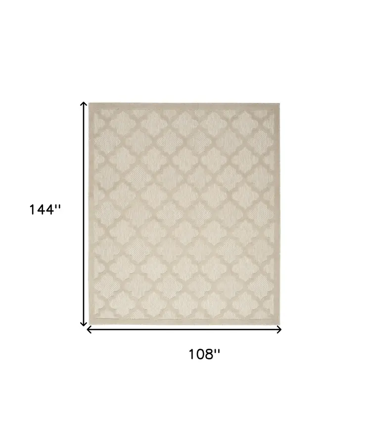 9' X 12' Cream And Beige Trellis Indoor Outdoor Area Rug