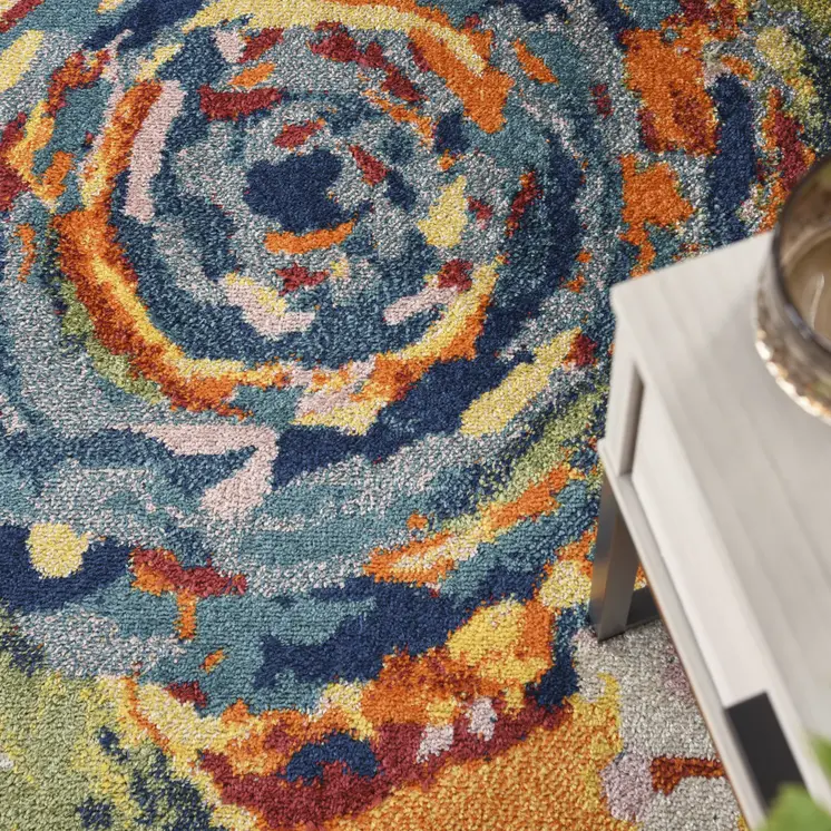 9' X 12' Cream Floral Power Loom Area Rug