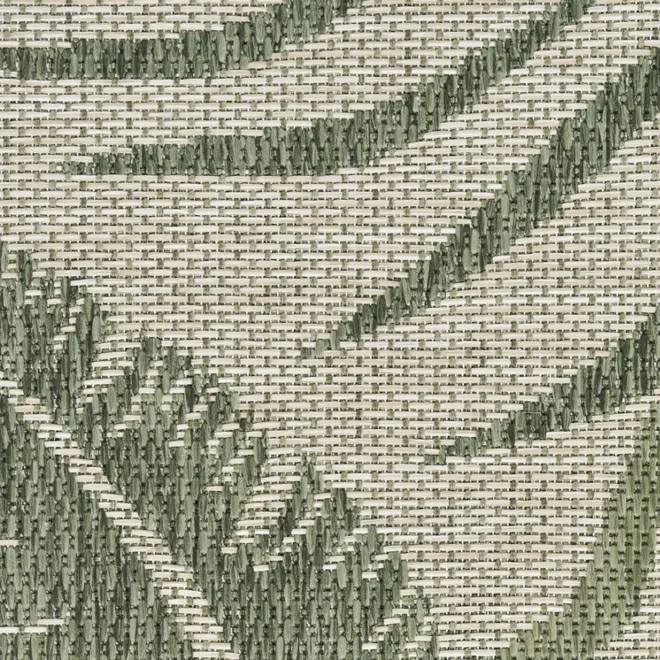 9' X 12' Ivory And Green Palm Leaf Indoor Outdoor Area Rug