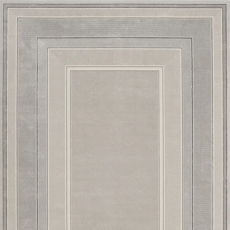 9' X 12' Silver and Ivory Geometric Non Skid Area Rug