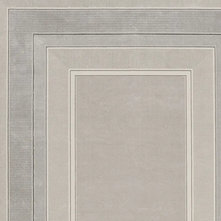 9' X 12' Silver and Ivory Geometric Non Skid Area Rug