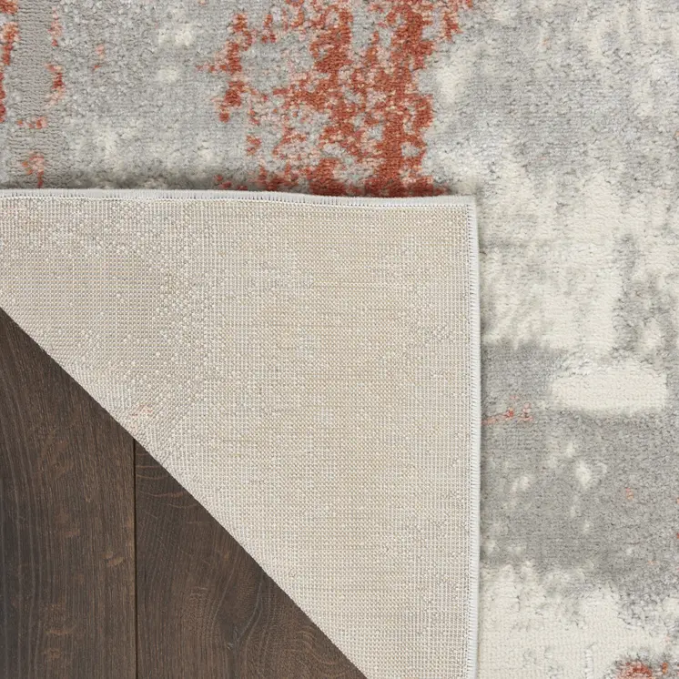 9' X 12' Gray and Red Abstract Non Skid Area Rug