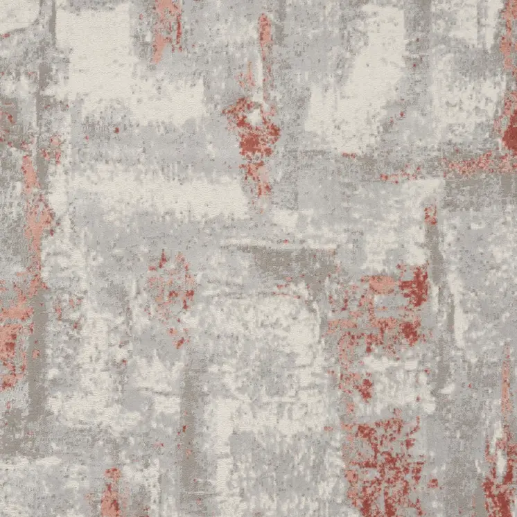 9' X 12' Gray and Red Abstract Non Skid Area Rug