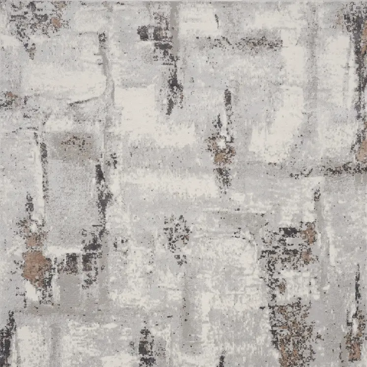 9' X 12' Ivory Black and Gray Abstract Non Skid Area Rug