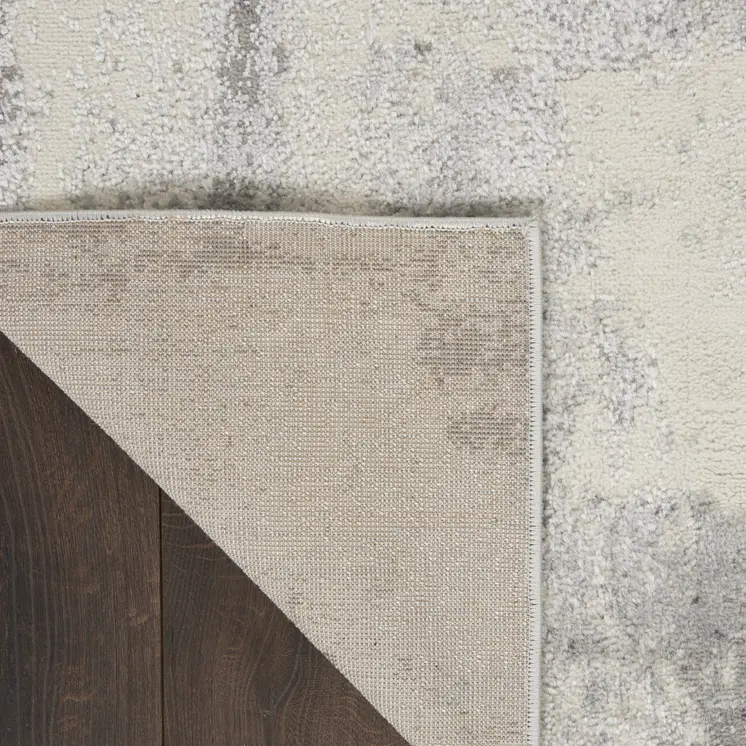 9' X 12' Ivory Black and Gray Abstract Non Skid Area Rug