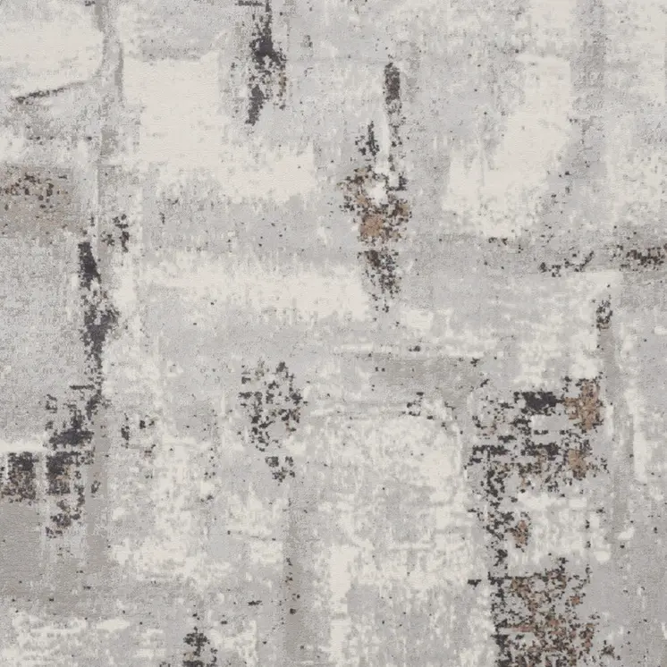 9' X 12' Ivory Black and Gray Abstract Non Skid Area Rug