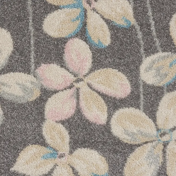 9' X 12' Beige And Gray Floral Area Rug