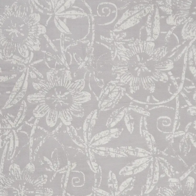 8' X 12' Ivory and Gray Floral Distressed Non Skid Area Rug