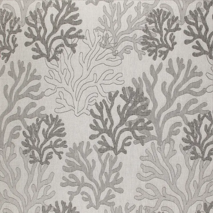 9' X 12' Gray Black And Ivory Nautical Indoor Outdoor Area Rug