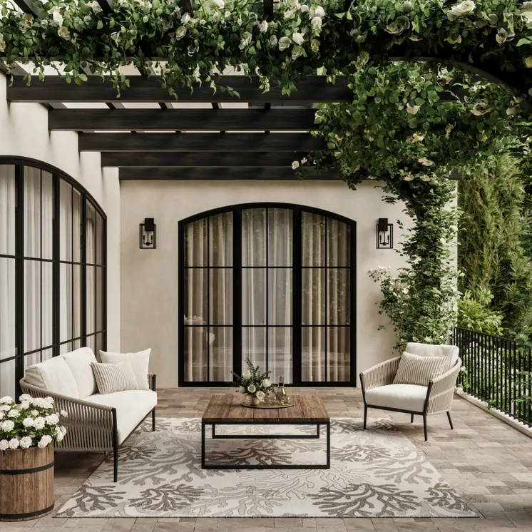 9' X 12' Gray Black And Ivory Nautical Indoor Outdoor Area Rug