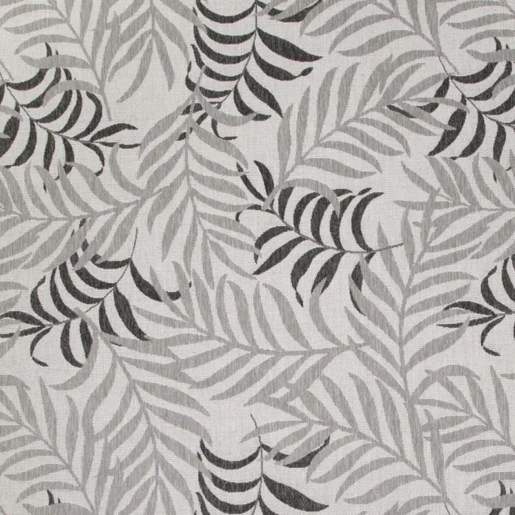 9' X 12' Gray Black And Ivory Palm Leaf Indoor Outdoor Area Rug