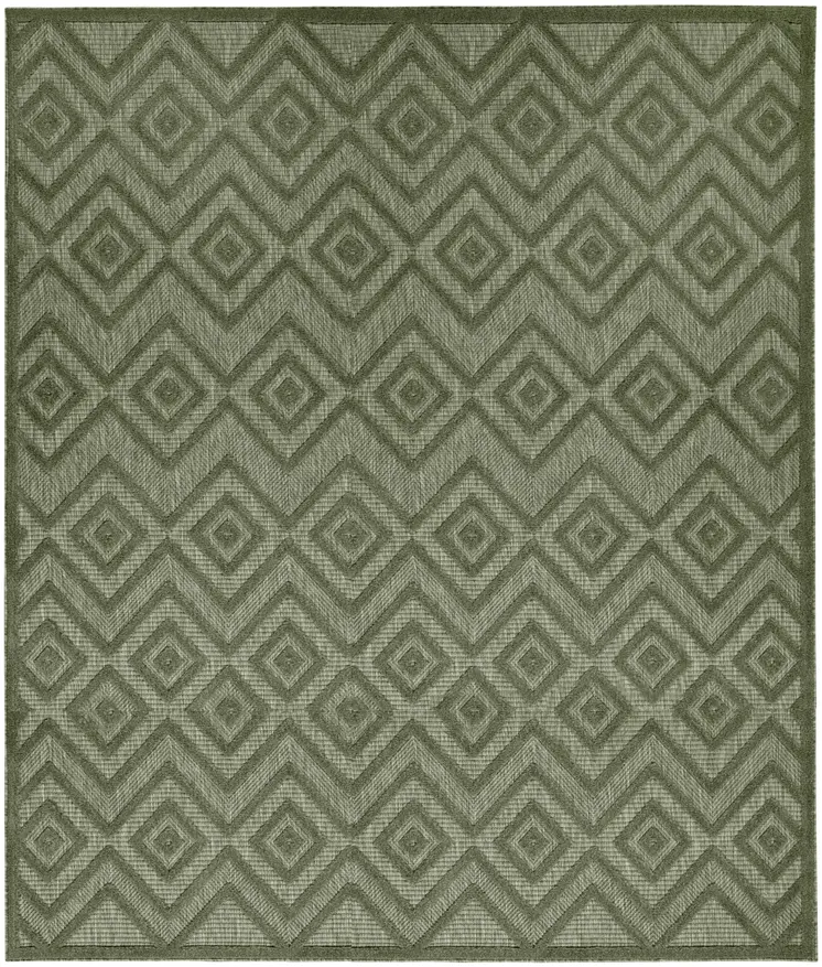 9' X 12' Dark Green And Light Green Geometric Indoor Outdoor Area Rug