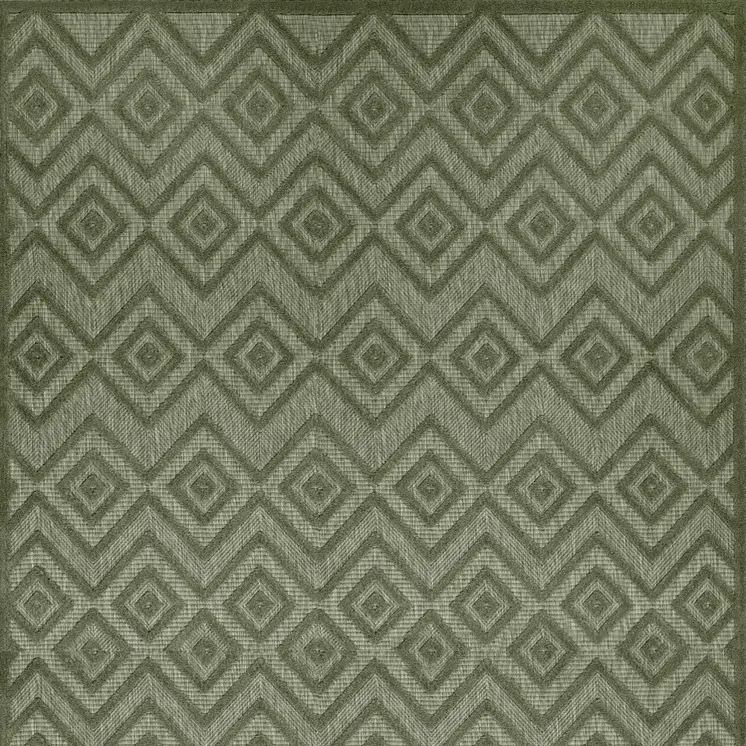 9' X 12' Dark Green And Light Green Geometric Indoor Outdoor Area Rug