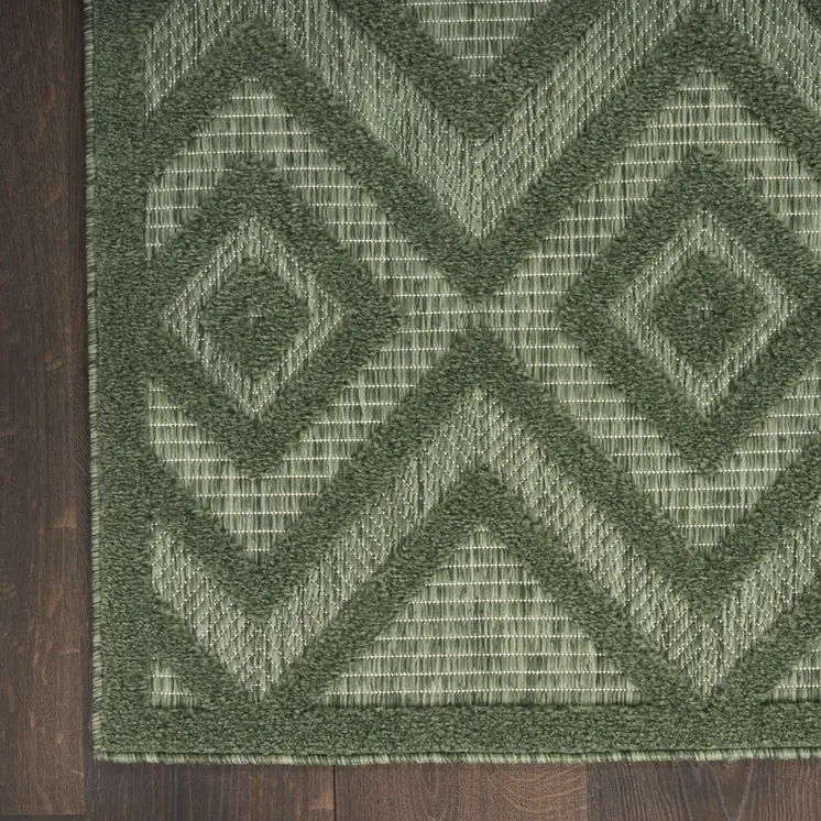 9' X 12' Dark Green And Light Green Geometric Indoor Outdoor Area Rug