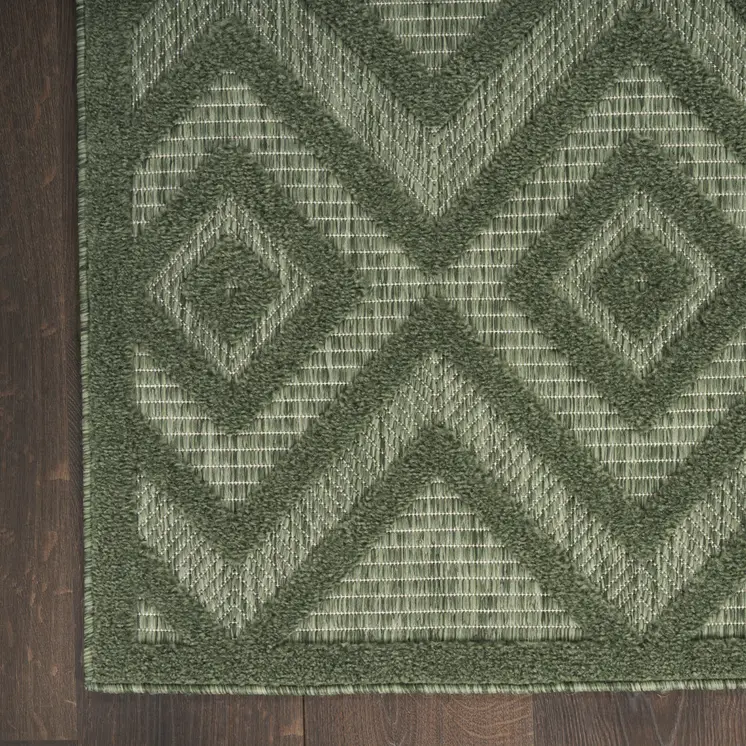 9' X 12' Dark Green And Light Green Geometric Indoor Outdoor Area Rug