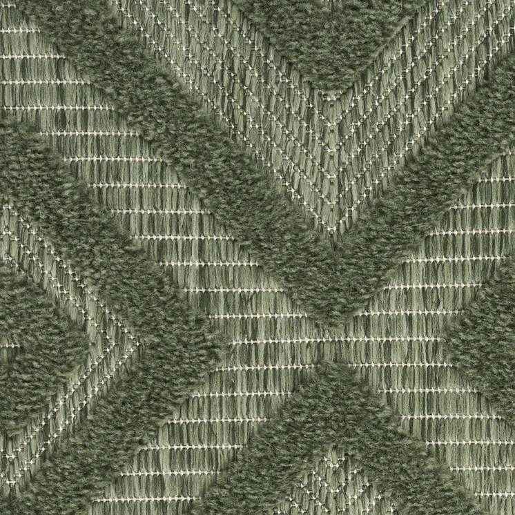 9' X 12' Dark Green And Light Green Geometric Indoor Outdoor Area Rug