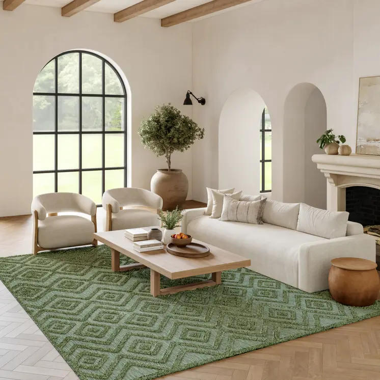 9' X 12' Dark Green And Light Green Geometric Indoor Outdoor Area Rug
