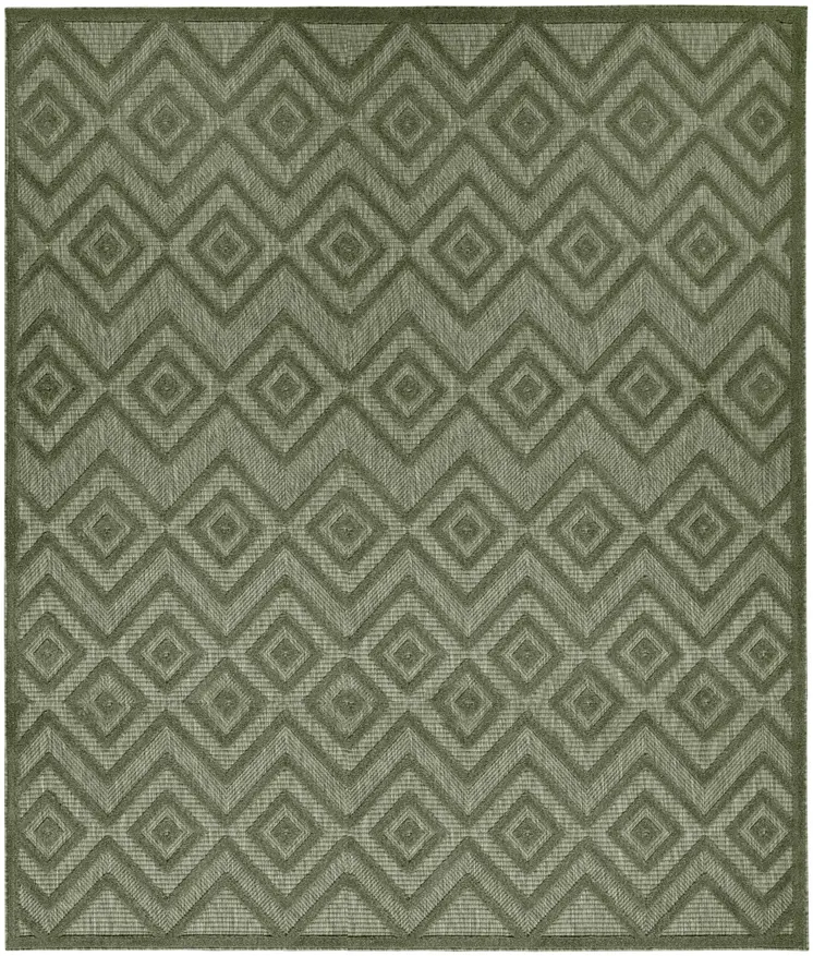 9' X 12' Dark Green And Light Green Geometric Indoor Outdoor Area Rug