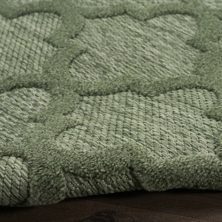 9' X 12' Dark Green And Light Green Trellis Indoor Outdoor Area Rug