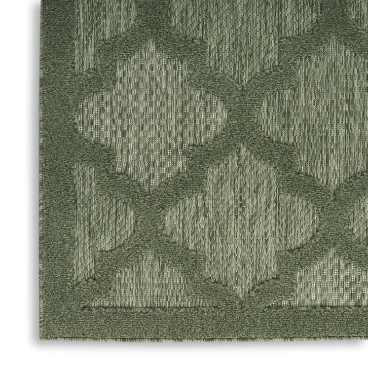 9' X 12' Dark Green And Light Green Trellis Indoor Outdoor Area Rug