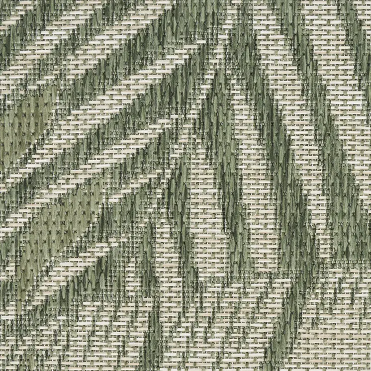 9' X 12' Ivory And Green Palm Leaf Indoor Outdoor Area Rug