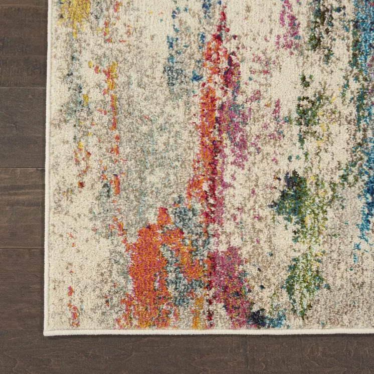 9' X 12' Ivory Abstract Power Loom Area Rug