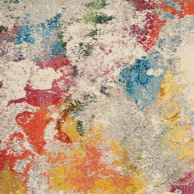 9' X 12' Ivory Abstract Power Loom Area Rug