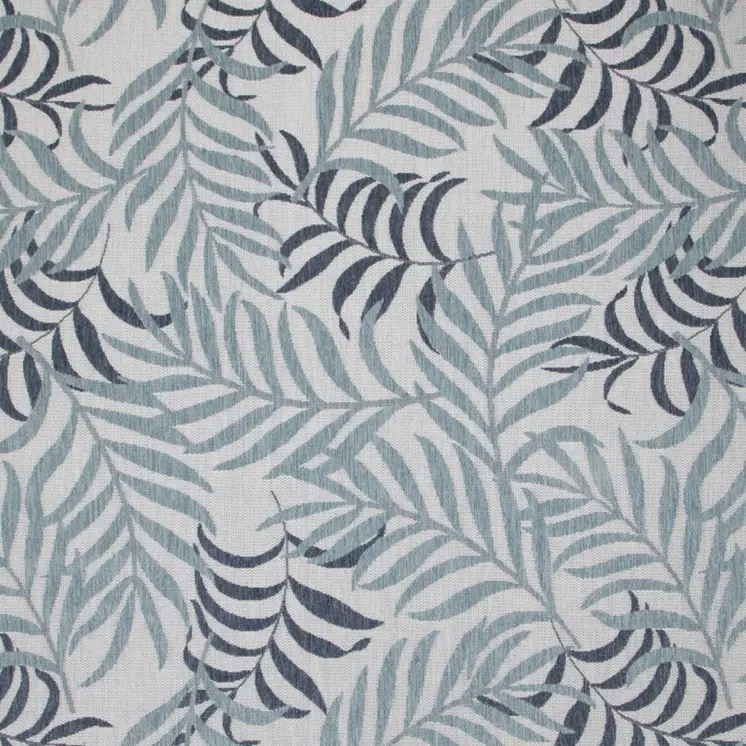 9' X 12' Ivory Sky Blue And Blue Palm Leaf Indoor Outdoor Area Rug